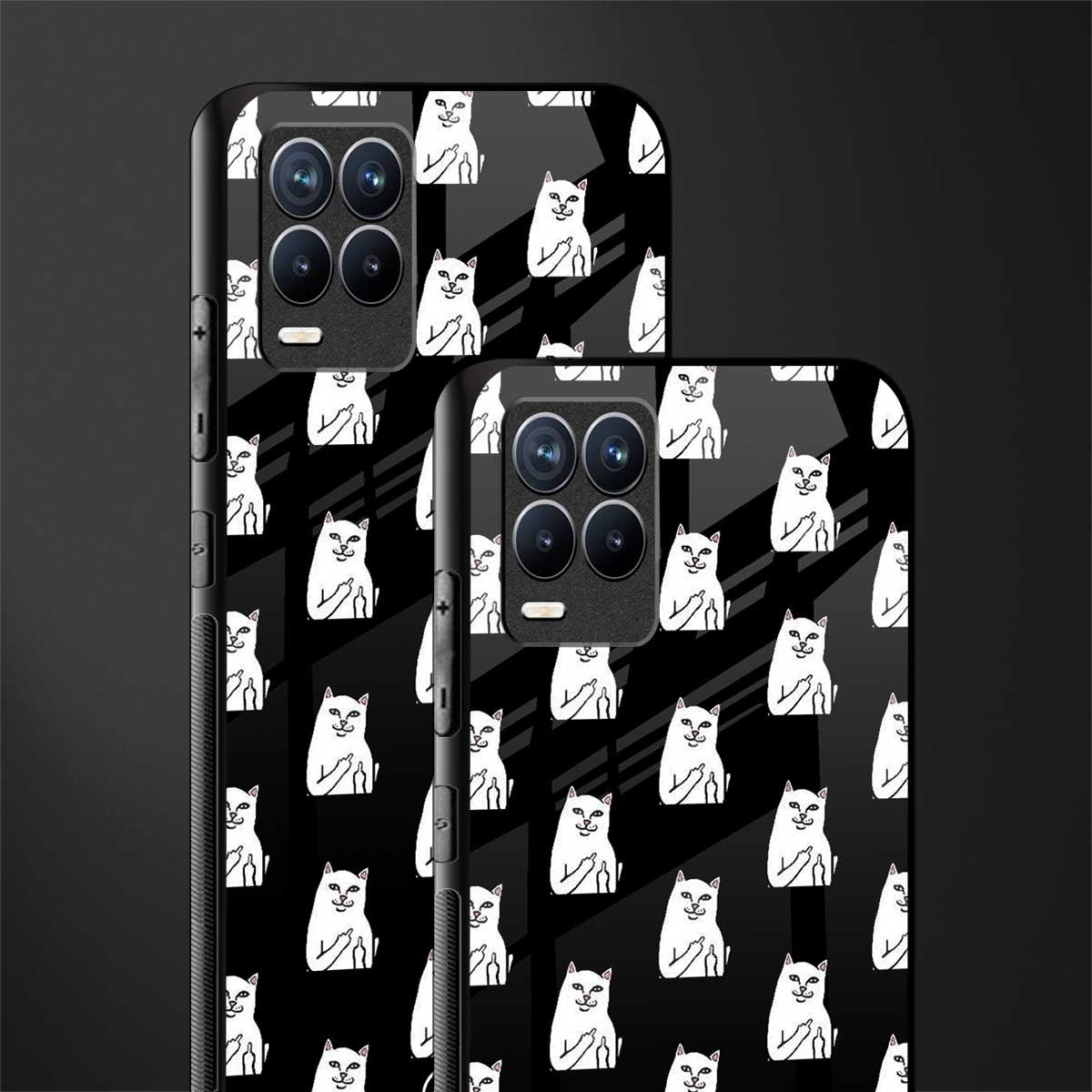 middle finger cat meme glass case for realme 8 4g image-2