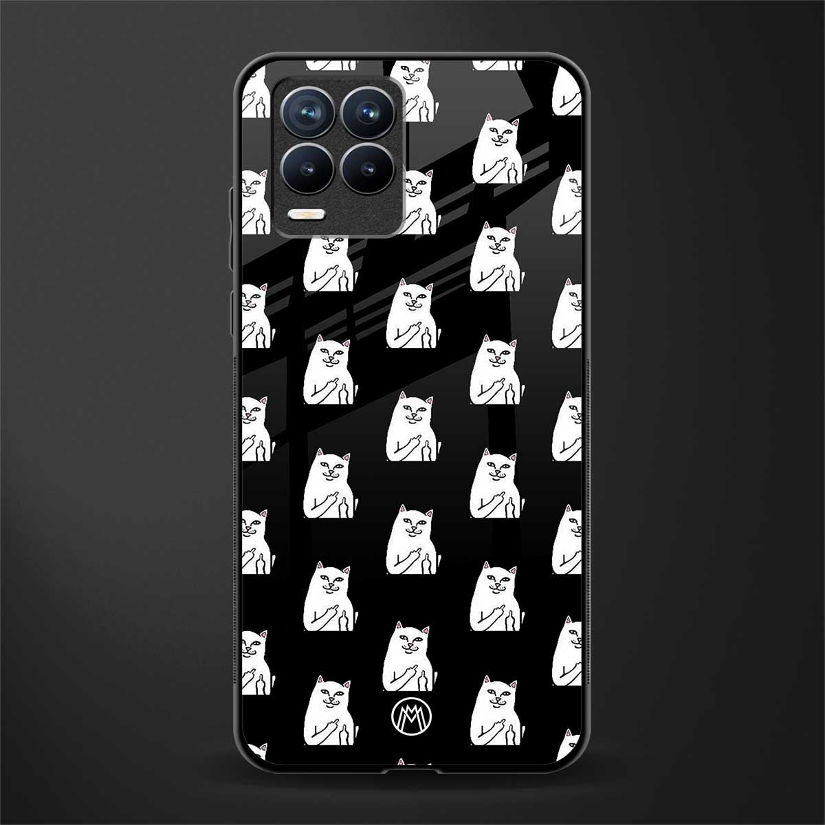 middle finger cat meme glass case for realme 8 4g image
