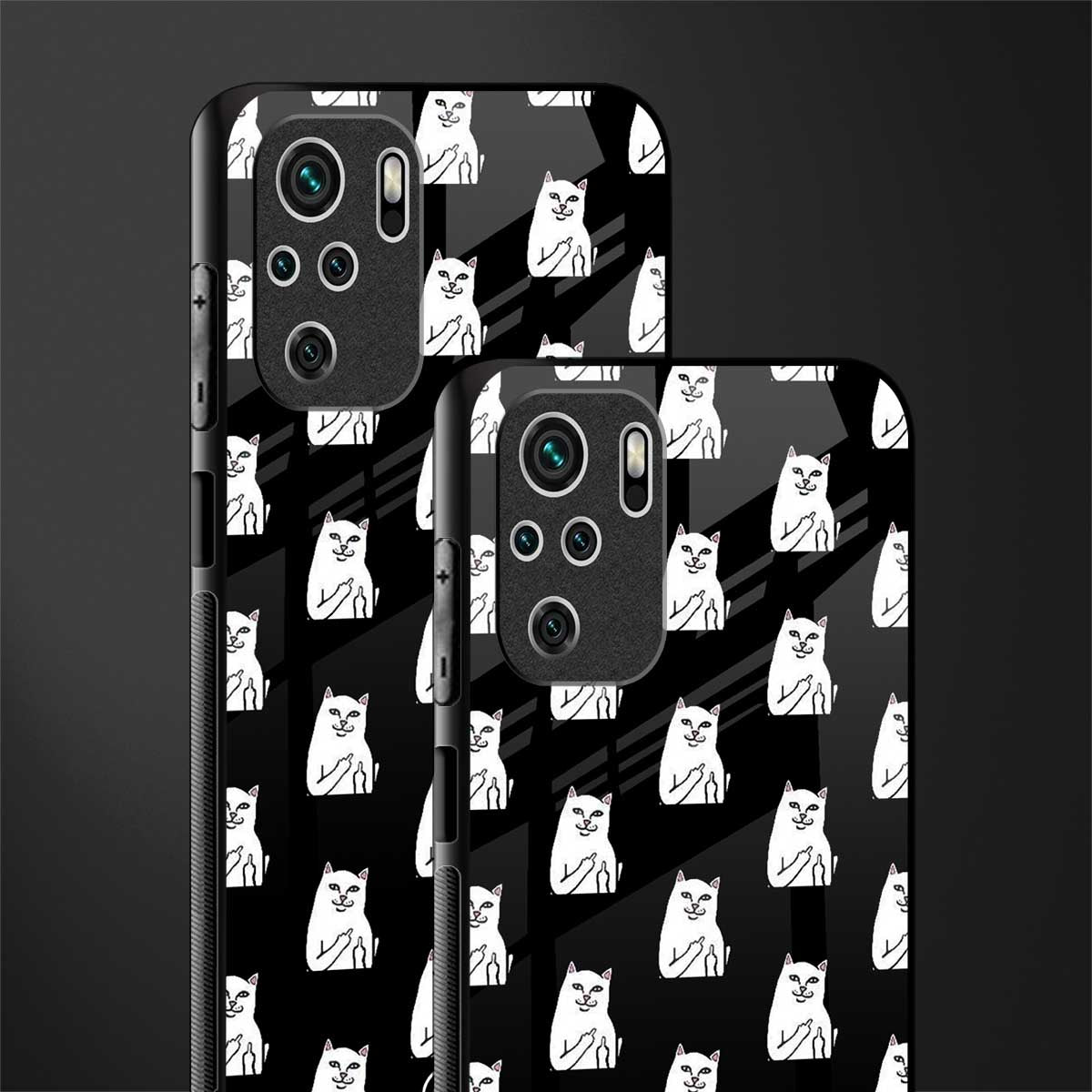 middle finger cat meme glass case for redmi note 10 image-2