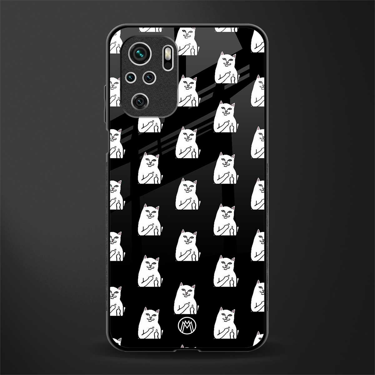 middle finger cat meme glass case for redmi note 10 image