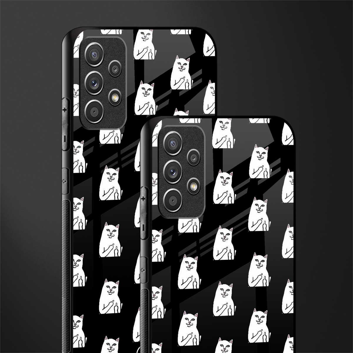 middle finger cat meme glass case for samsung galaxy a72 image-2