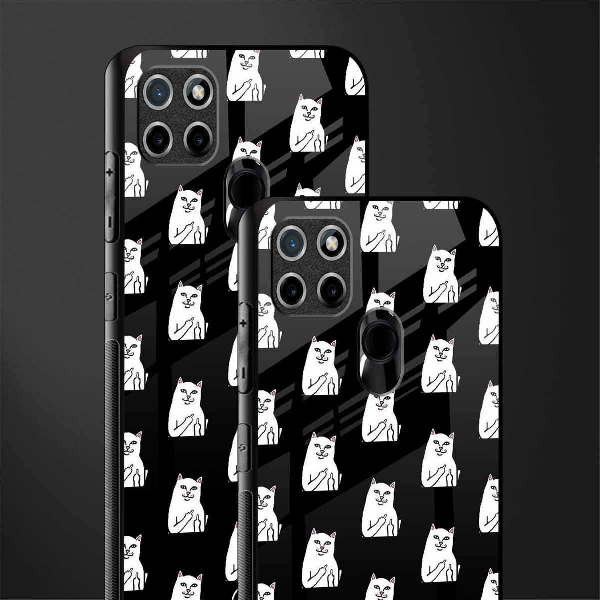 middle finger cat meme glass case for realme c25y image-2
