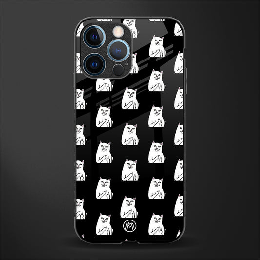 middle finger cat meme glass case for iphone 14 pro image