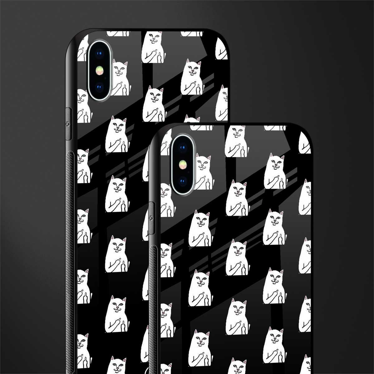 middle finger cat meme glass case for iphone xs max image-2