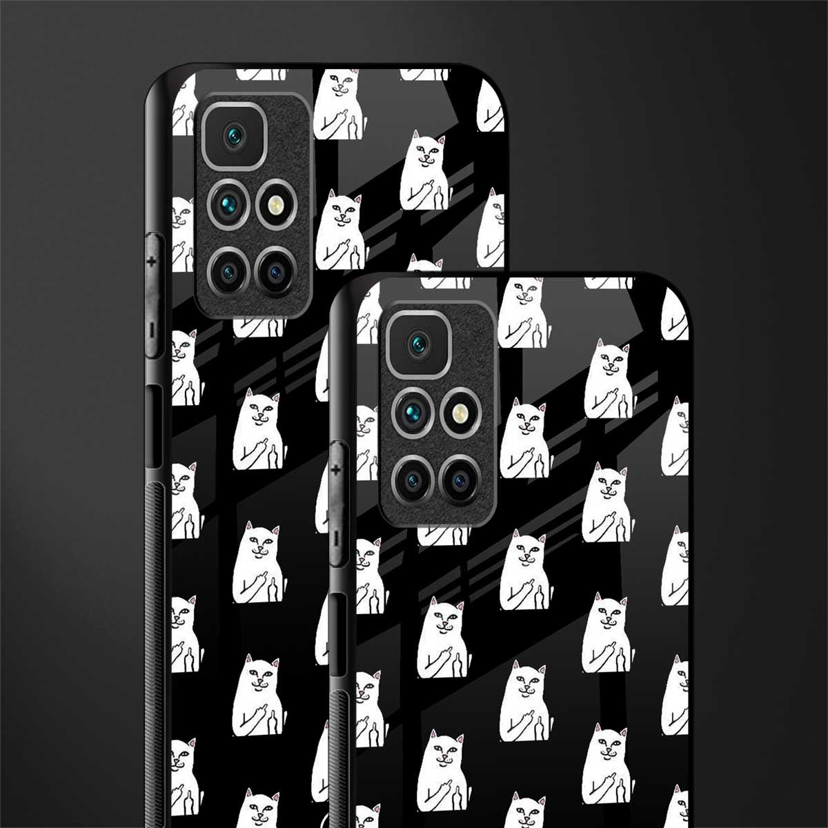middle finger cat meme glass case for redmi 10 prime image-2