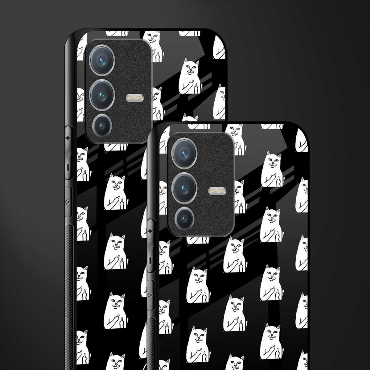 middle finger cat meme glass case for vivo v23 pro 5g image-2
