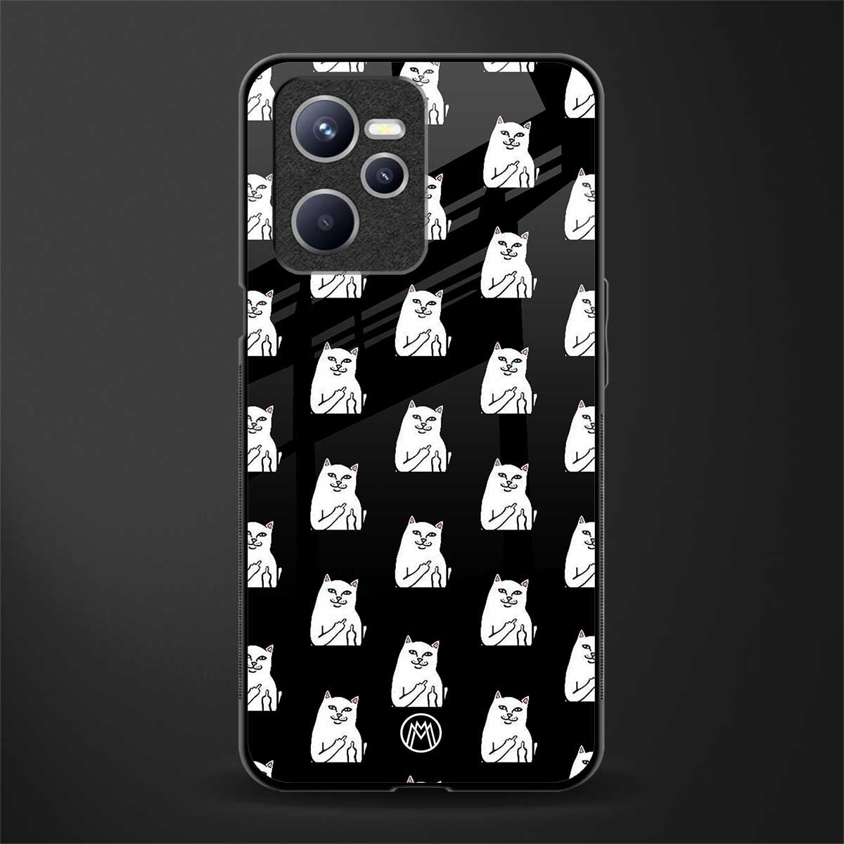 middle finger cat meme glass case for realme c35 image