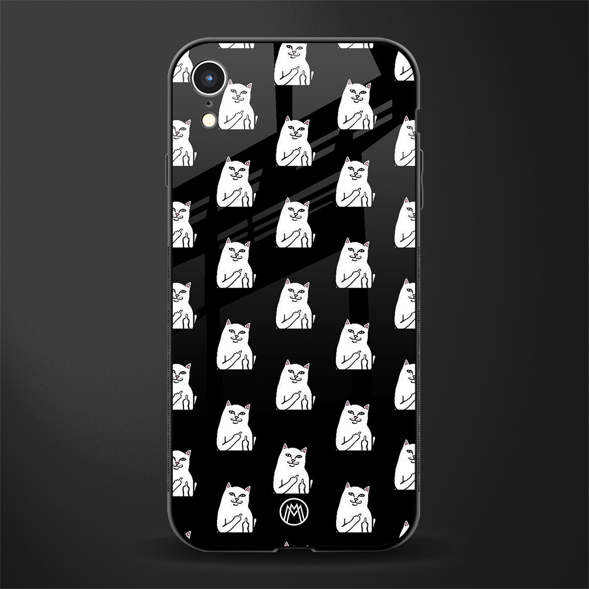 middle finger cat meme glass case for iphone xr image