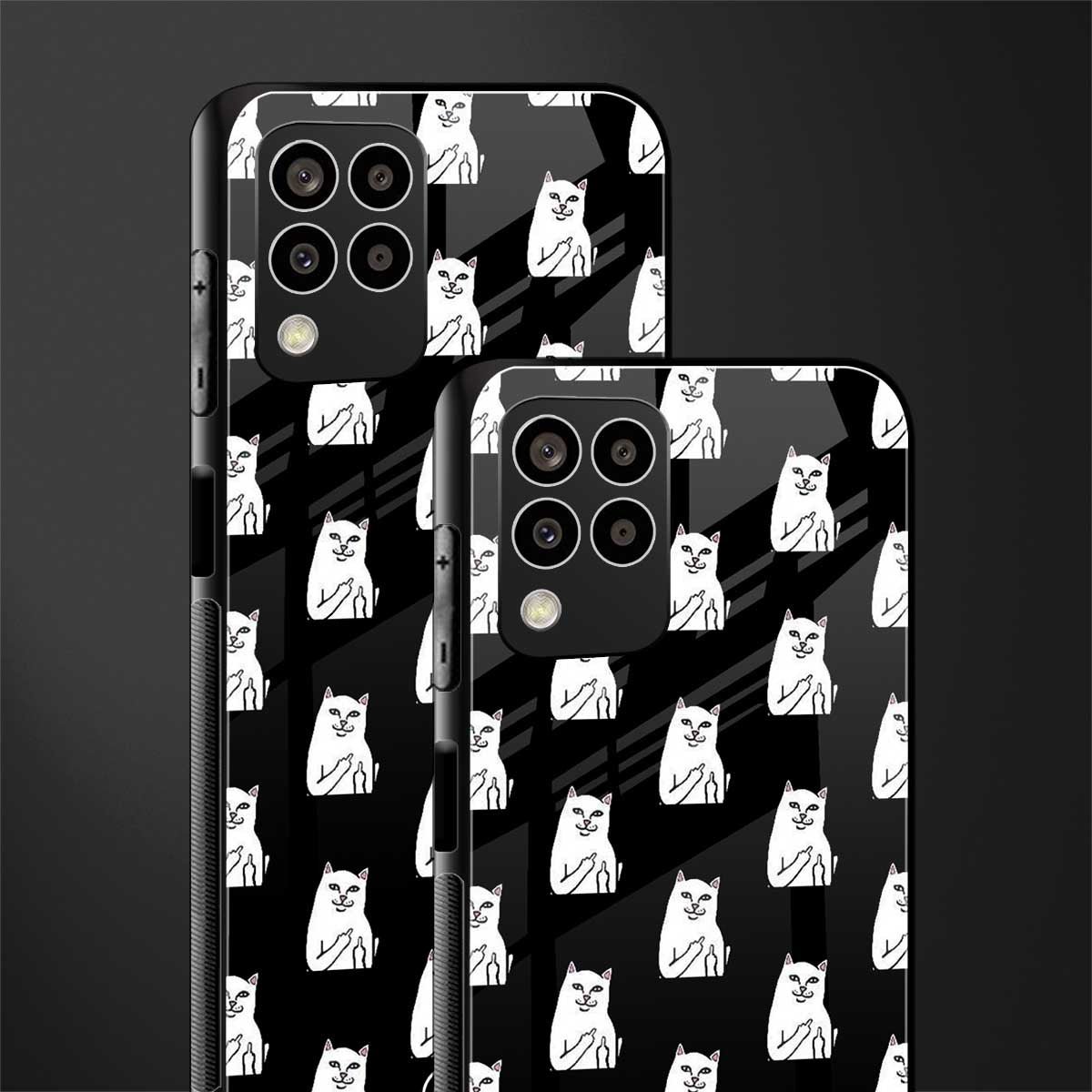 middle finger cat meme back phone cover | glass case for samsung galaxy m33 5g