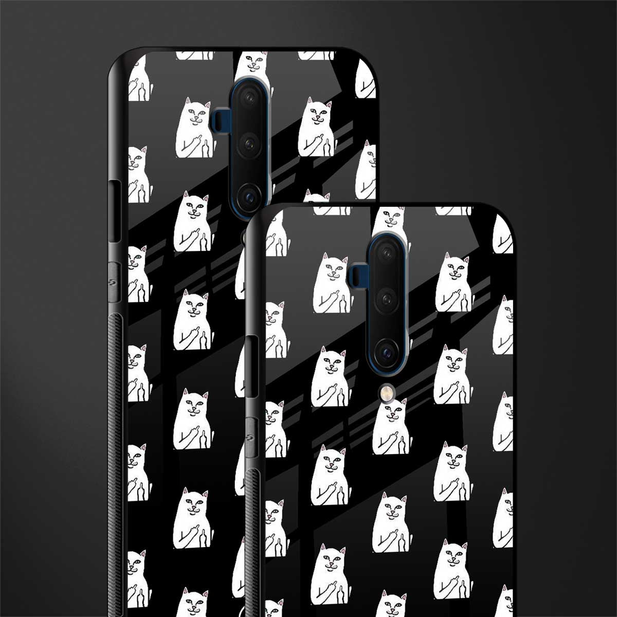middle finger cat meme glass case for oneplus 7t pro image-2