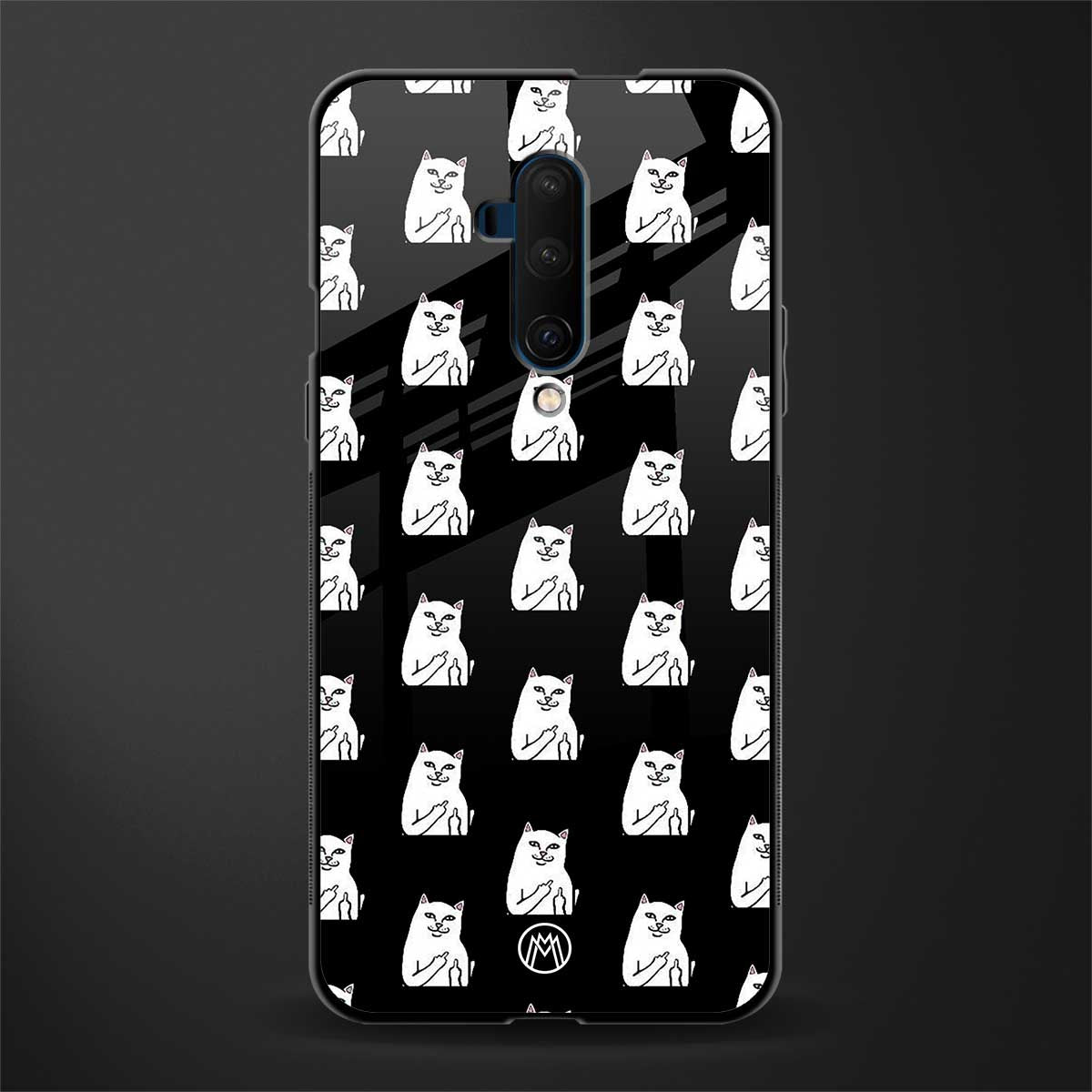 middle finger cat meme glass case for oneplus 7t pro image