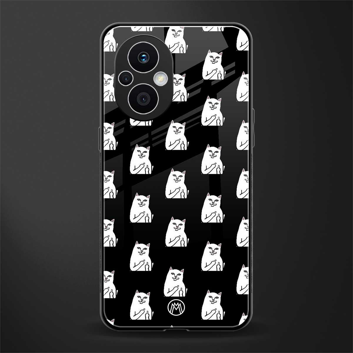 middle finger cat meme back phone cover | glass case for oppo f21 pro 5g
