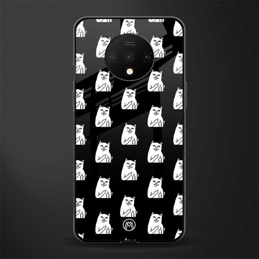 middle finger cat meme glass case for oneplus 7t image