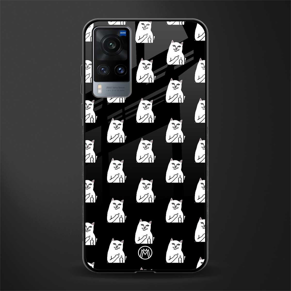 middle finger cat meme glass case for vivo x60 image