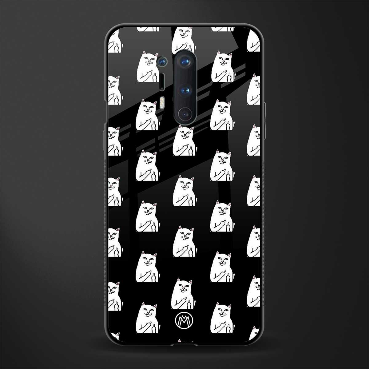 middle finger cat meme glass case for oneplus 8 pro image