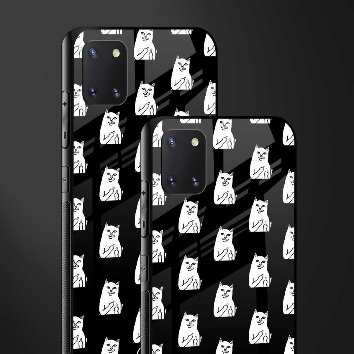 middle finger cat meme glass case for samsung a81 image-2