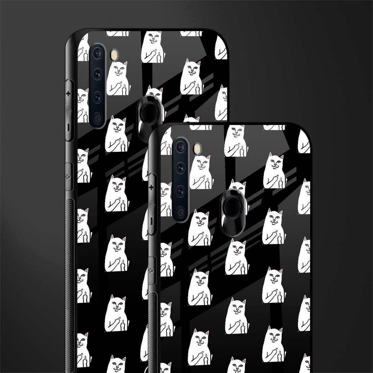 middle finger cat meme glass case for samsung a21 image-2