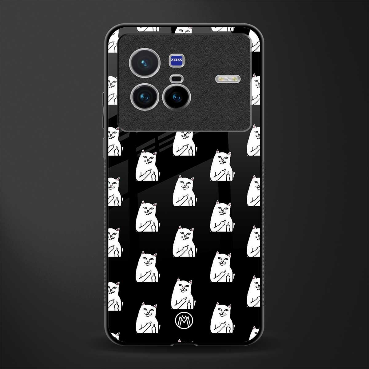middle finger cat meme phone case | glass case for vivo x80