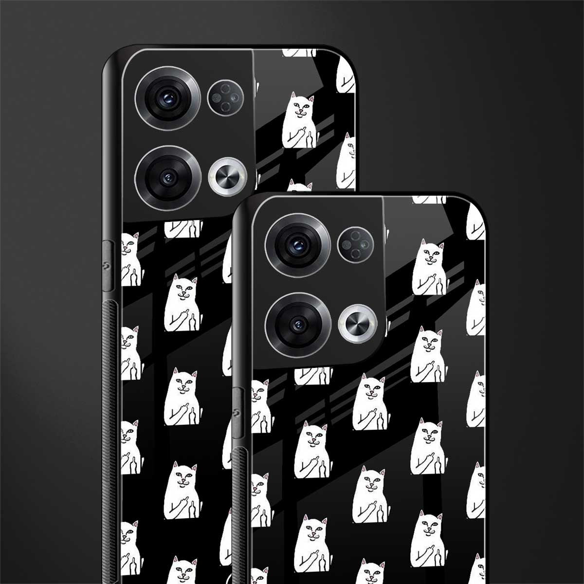 middle finger cat meme back phone cover | glass case for oppo reno 8 pro