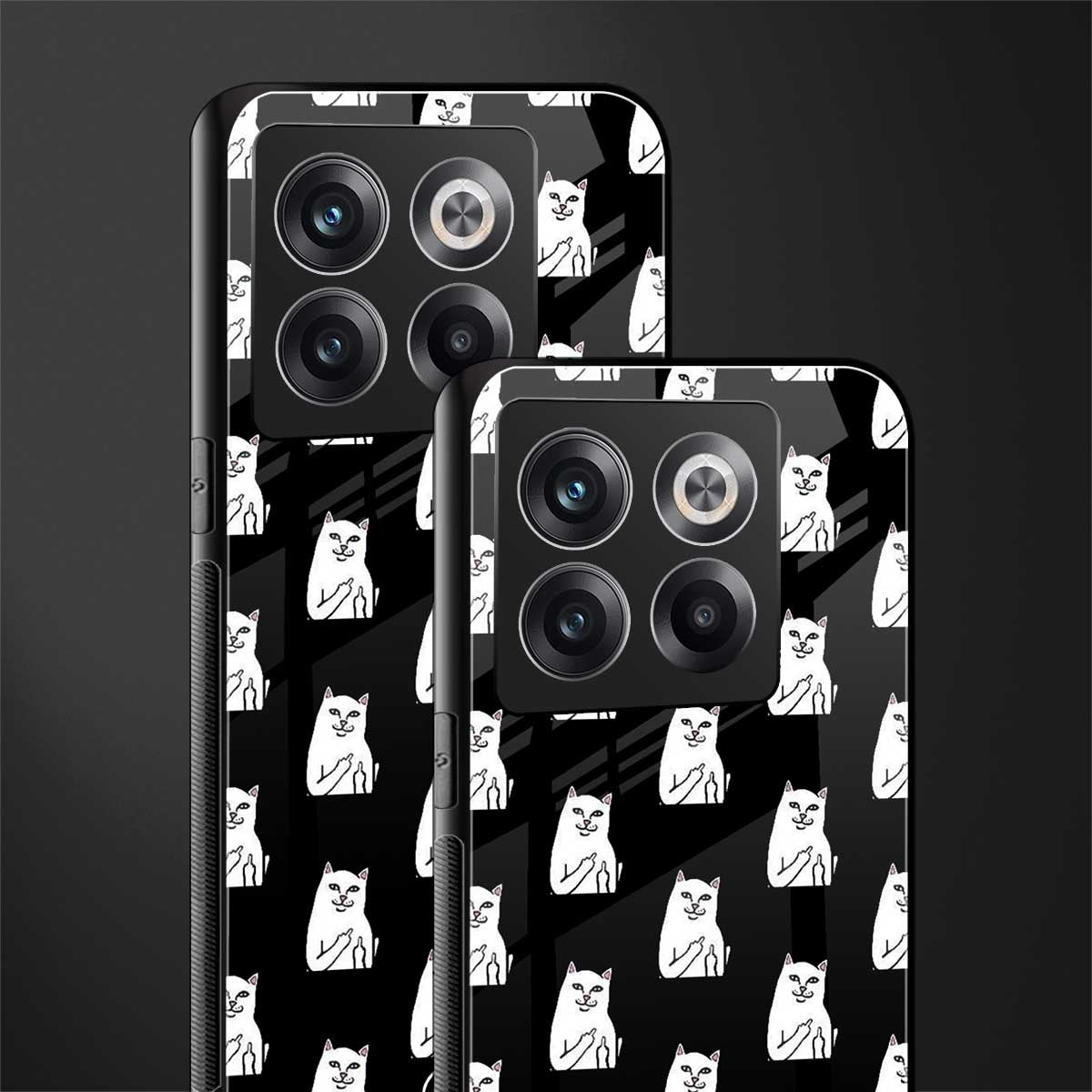 middle finger cat meme back phone cover | glass case for oneplus 10t