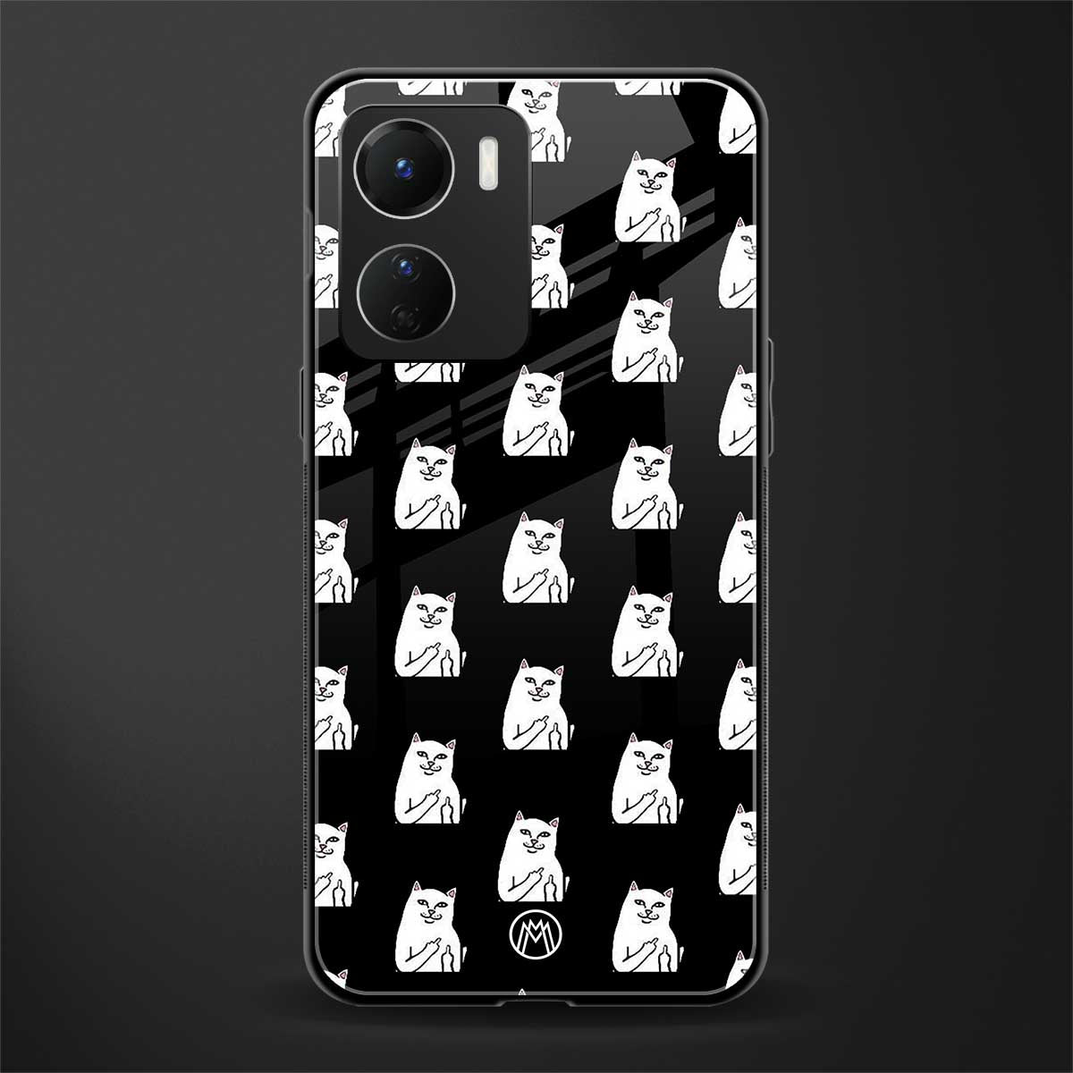 middle finger cat meme back phone cover | glass case for vivo y16
