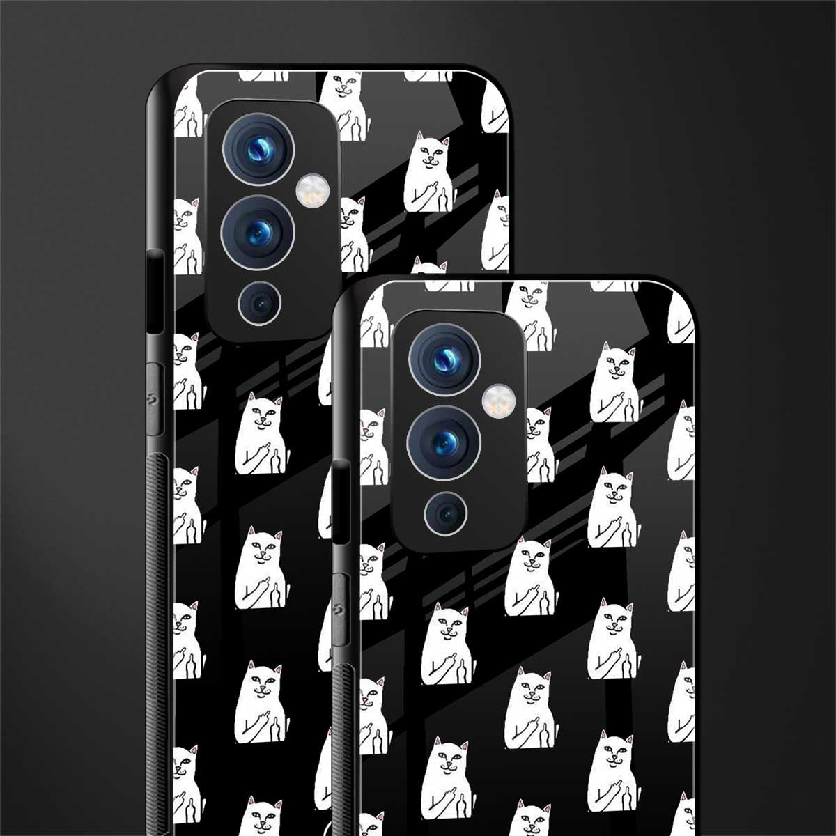 middle finger cat meme back phone cover | glass case for oneplus 9