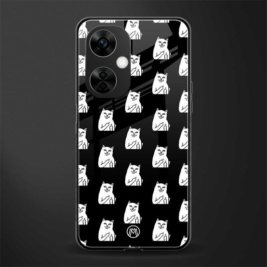 middle finger cat meme back phone cover | glass case for oneplus nord ce 3 lite
