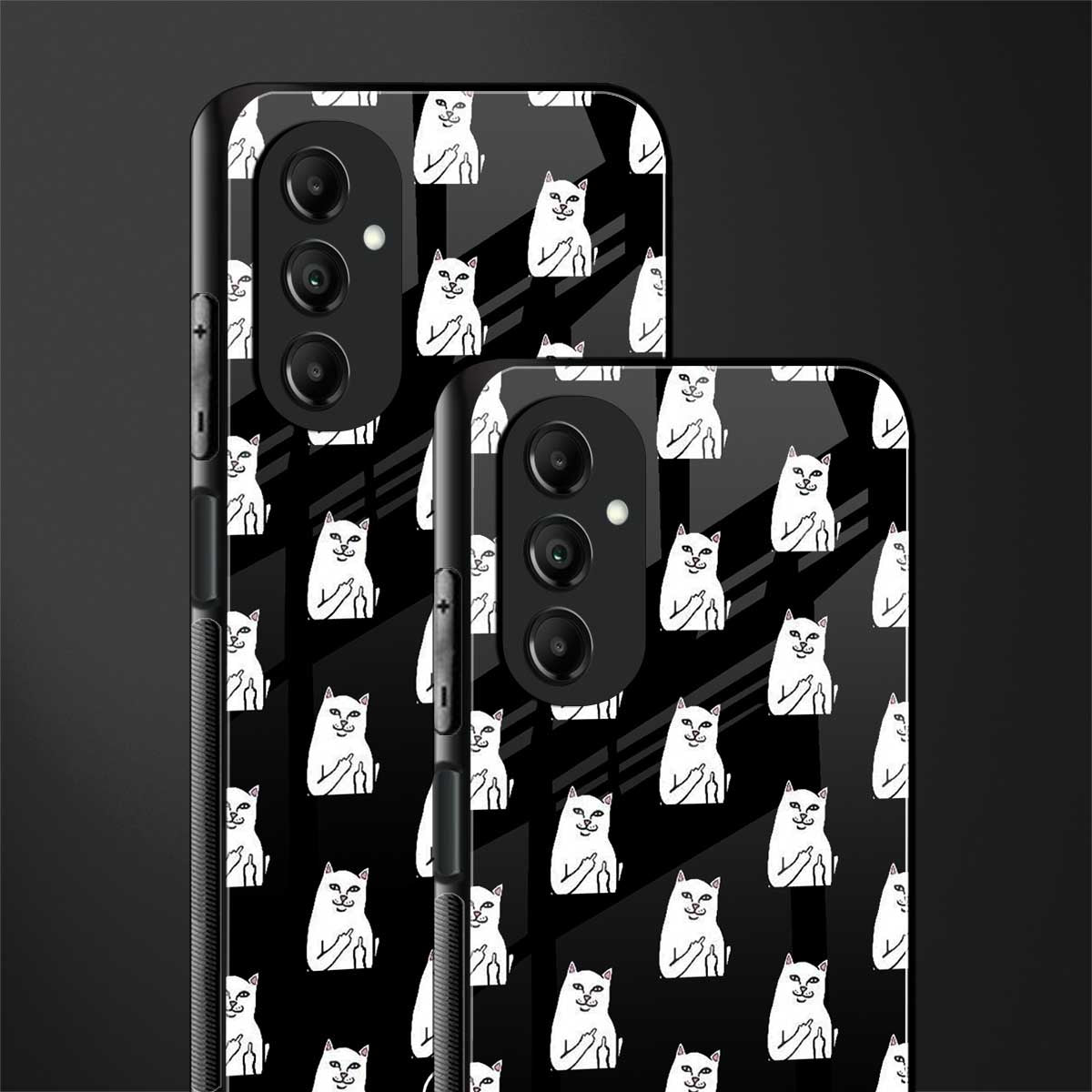 middle finger cat meme back phone cover | glass case for samsung galaxy a14 5g