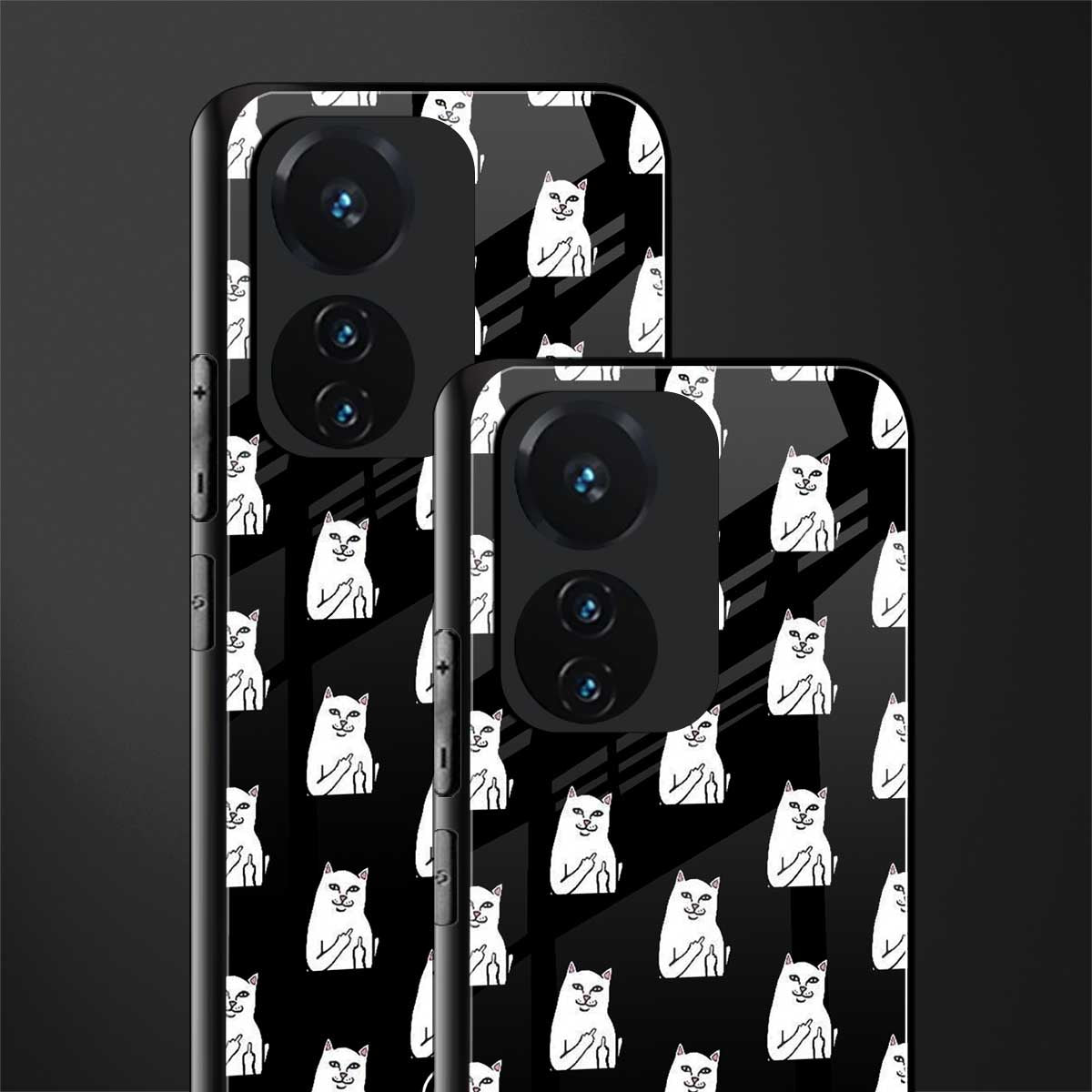 middle finger cat meme back phone cover | glass case for vivo t1 44w 4g