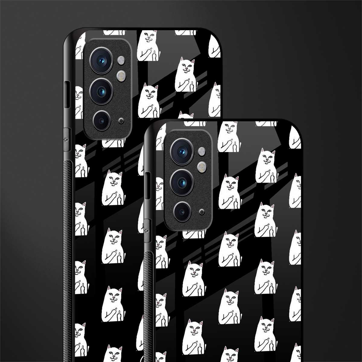 middle finger cat meme glass case for oneplus 9rt image-2