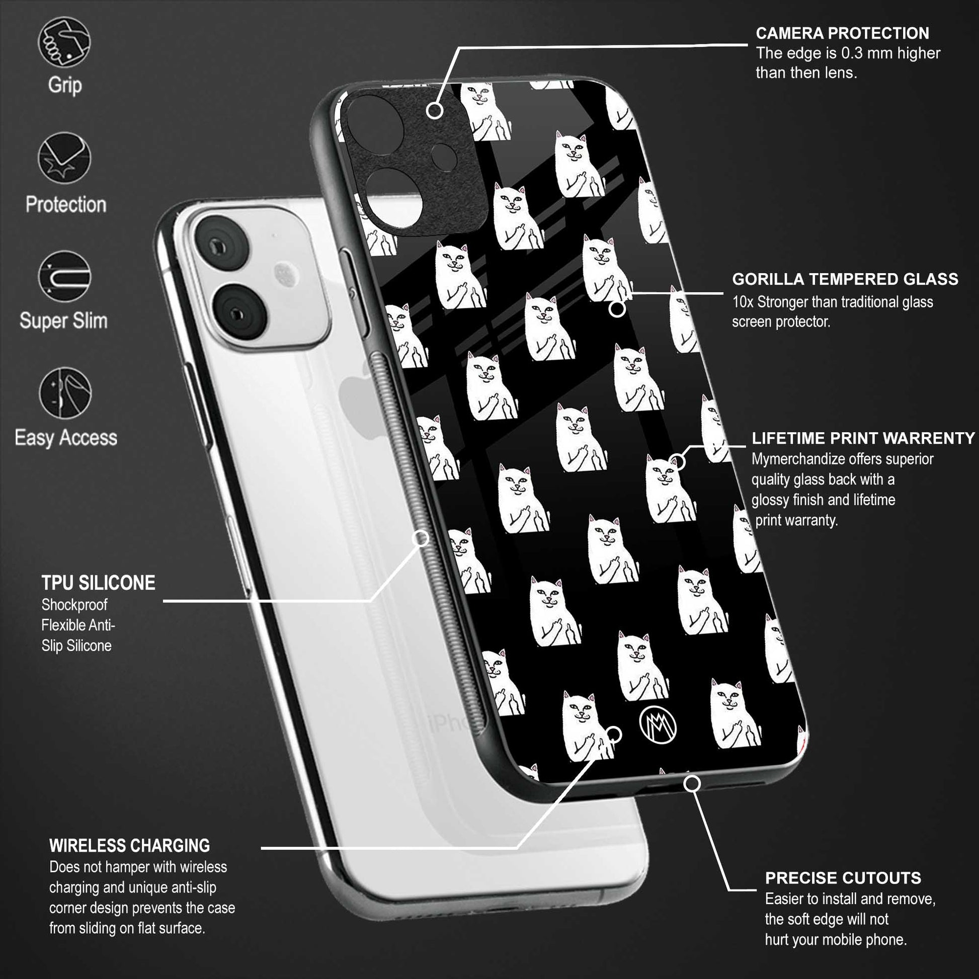 middle finger cat meme glass case for samsung galaxy s20 ultra image-4