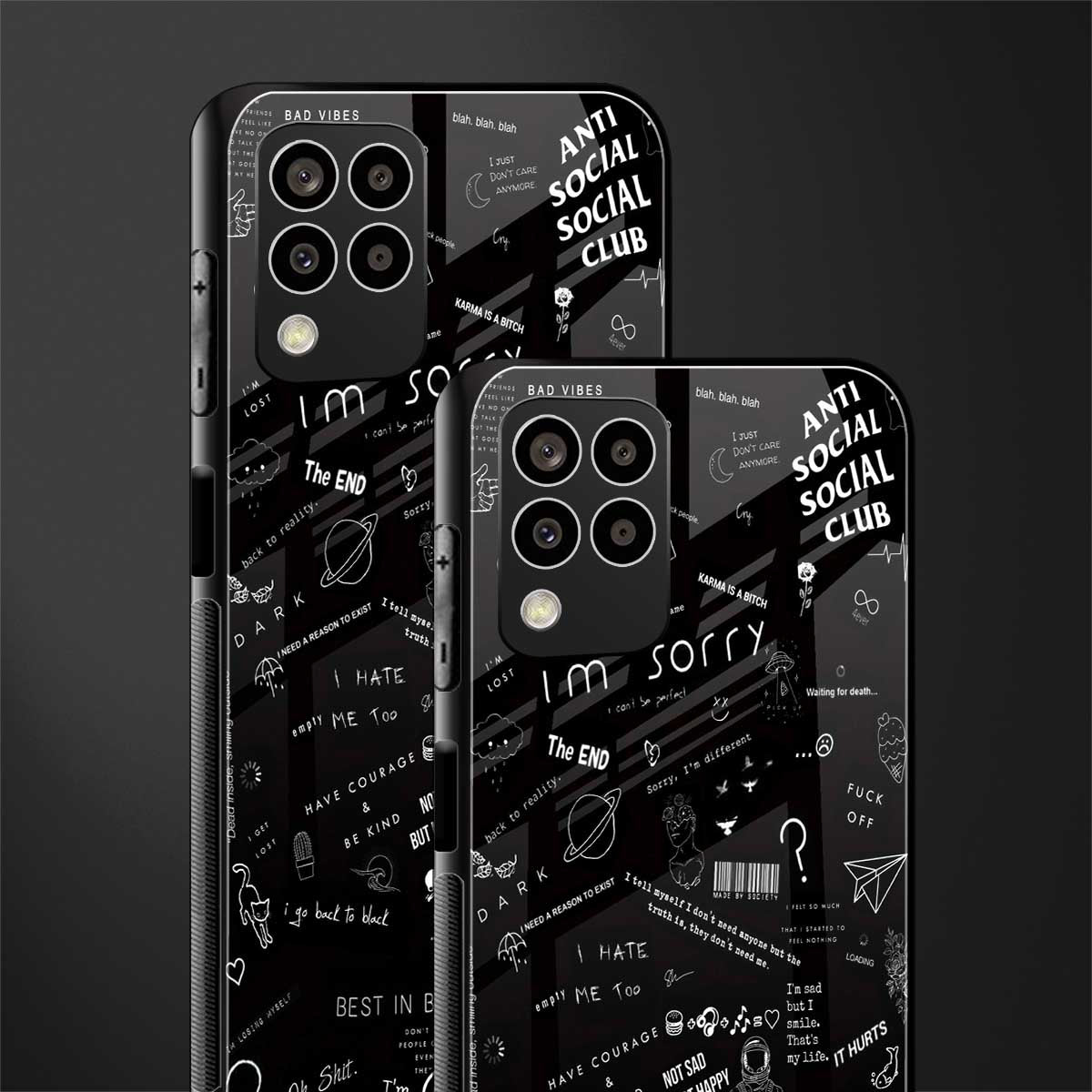 minimalistic black aesthetic collage back phone cover | glass case for samsung galaxy m33 5g