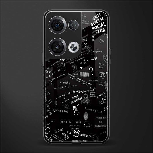 minimalistic black aesthetic collage back phone cover | glass case for oppo reno 8 pro