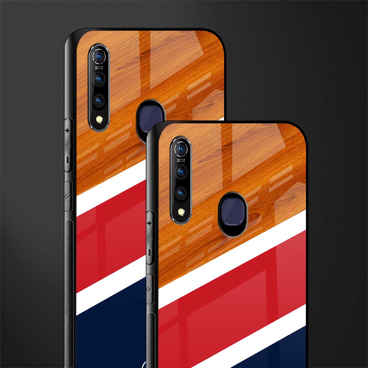 minimalistic wooden pattern glass case for vivo z1 pro image-2