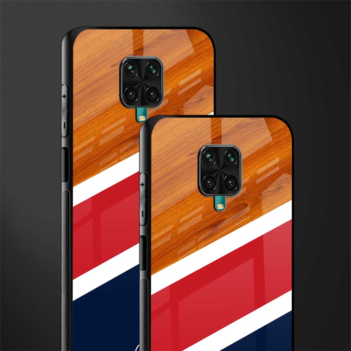 minimalistic wooden pattern glass case for poco m2 pro image-2