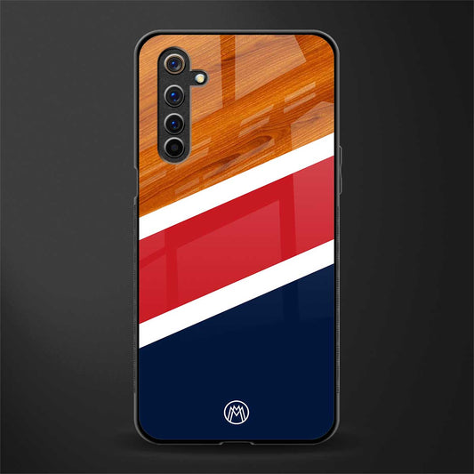 minimalistic wooden pattern glass case for realme 6 image