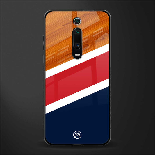 minimalistic wooden pattern glass case for redmi k20 image