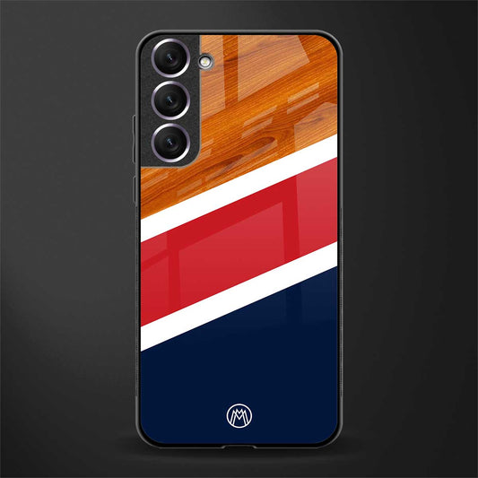 minimalistic wooden pattern glass case for samsung galaxy s22 5g image