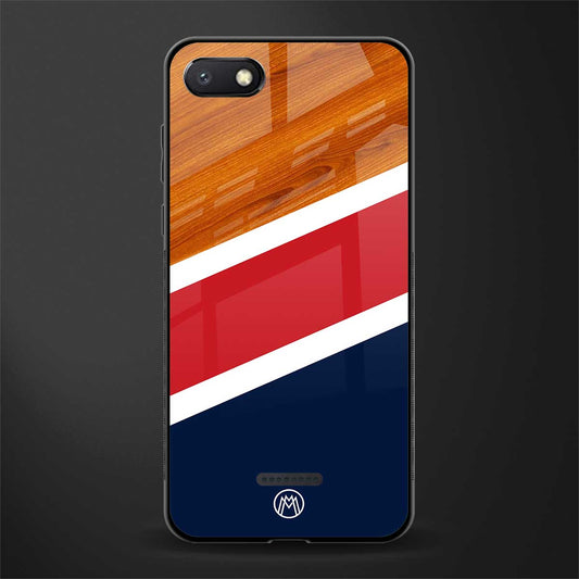 minimalistic wooden pattern glass case for redmi 6a image