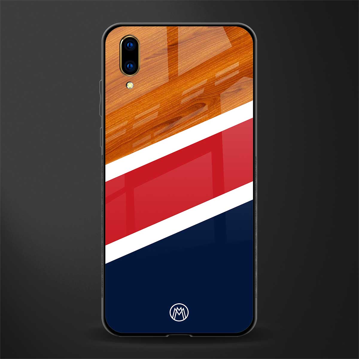 minimalistic wooden pattern glass case for vivo v11 pro image