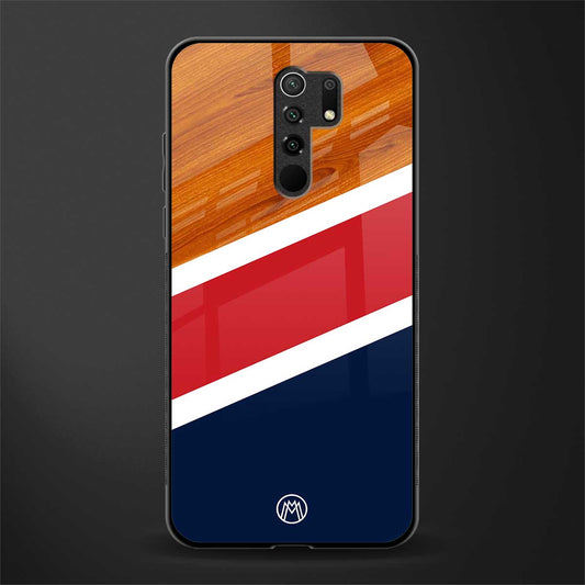 minimalistic wooden pattern glass case for poco m2 reloaded image