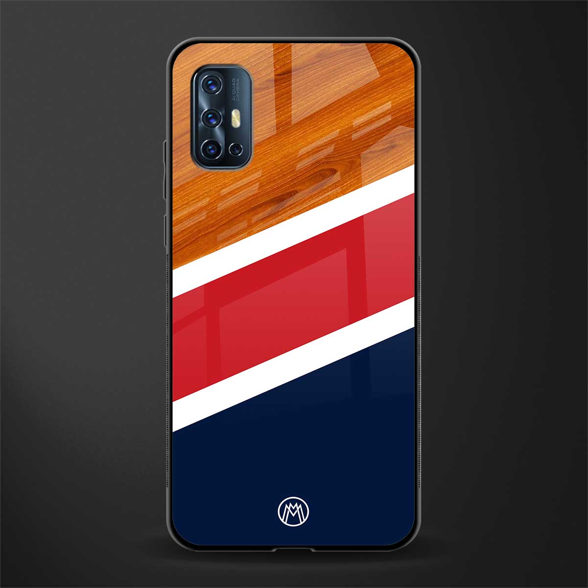 minimalistic wooden pattern glass case for vivo v17 image