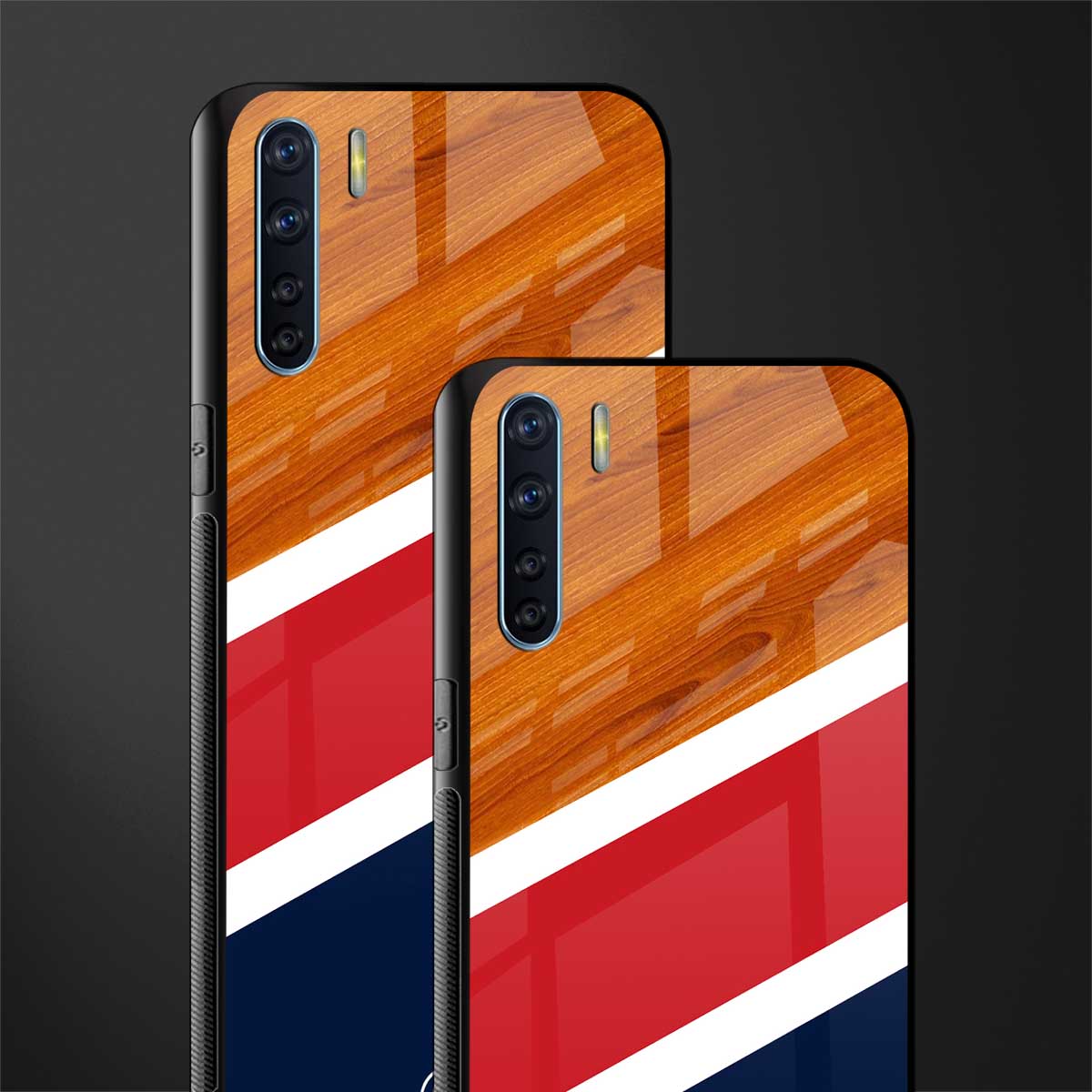 minimalistic wooden pattern glass case for oppo f15 image-2