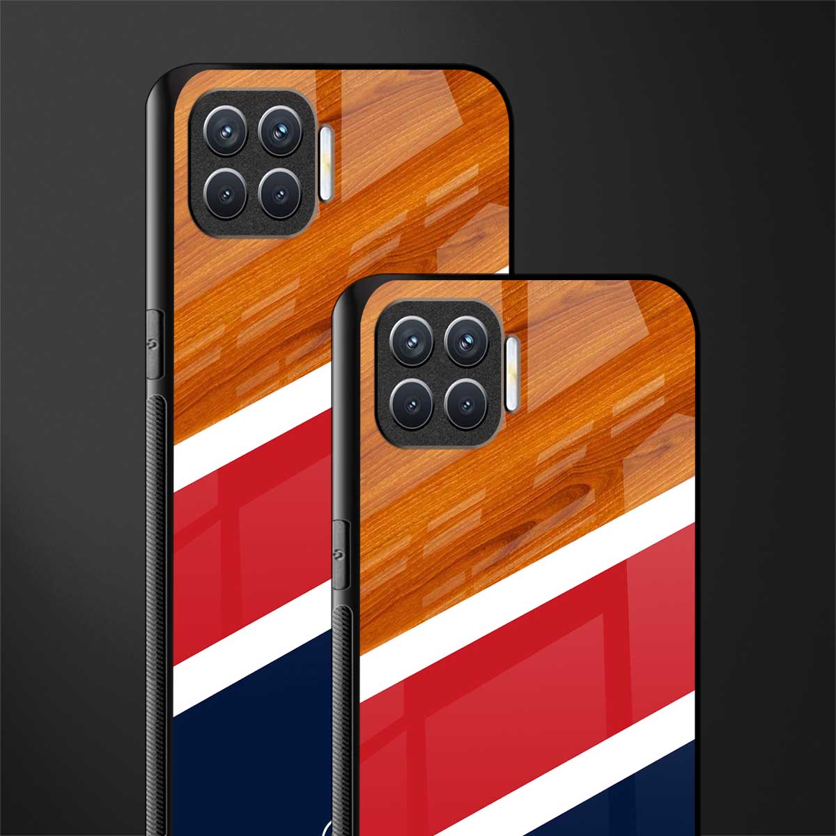 minimalistic wooden pattern glass case for oppo f17 image-2
