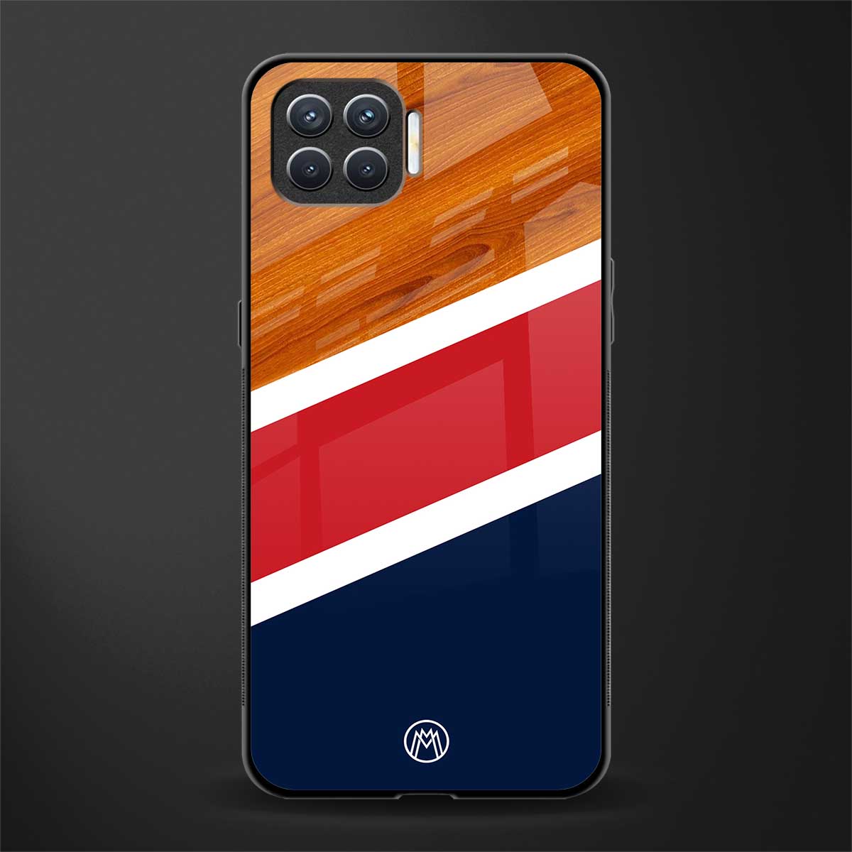 minimalistic wooden pattern glass case for oppo f17 image