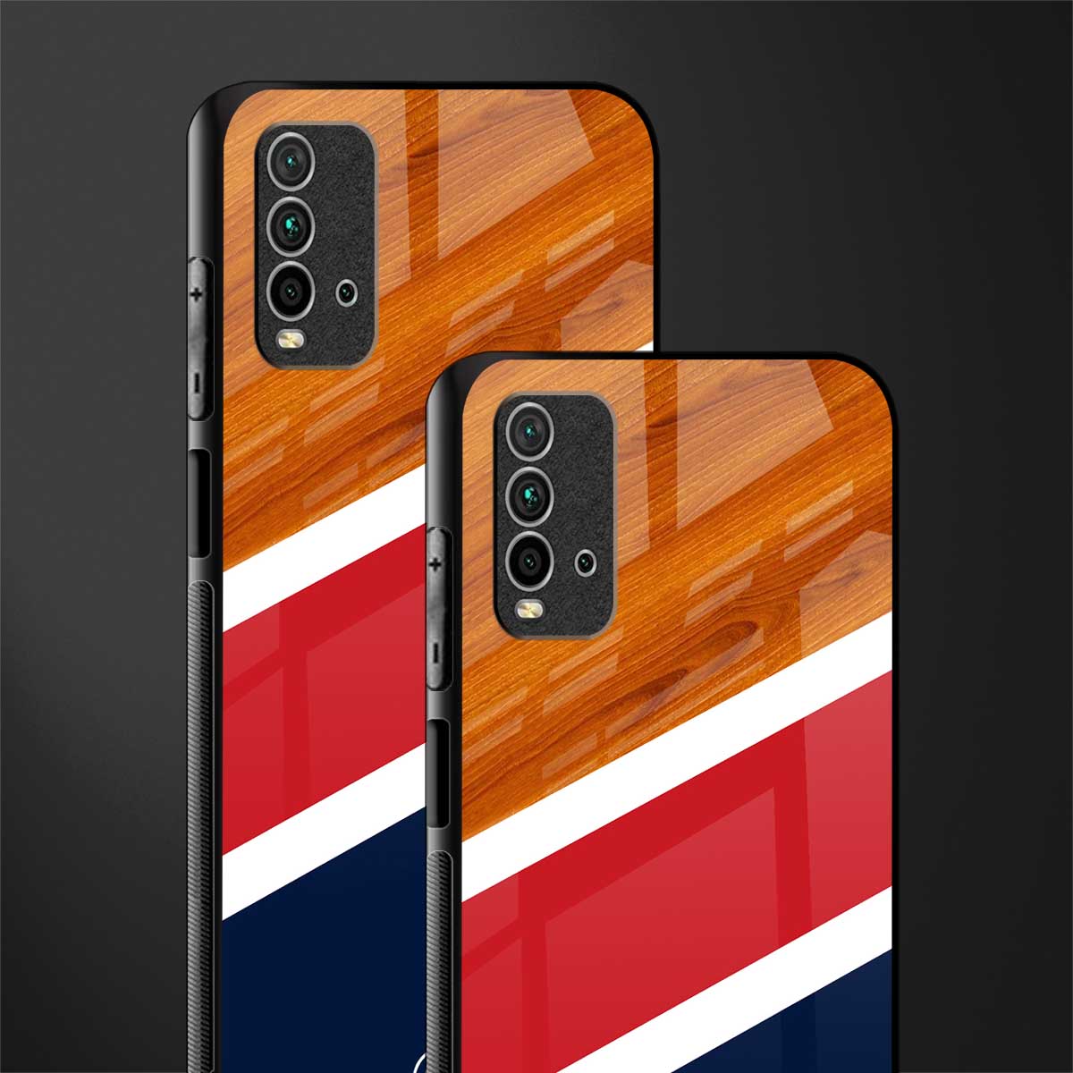 minimalistic wooden pattern glass case for redmi 9 power image-2