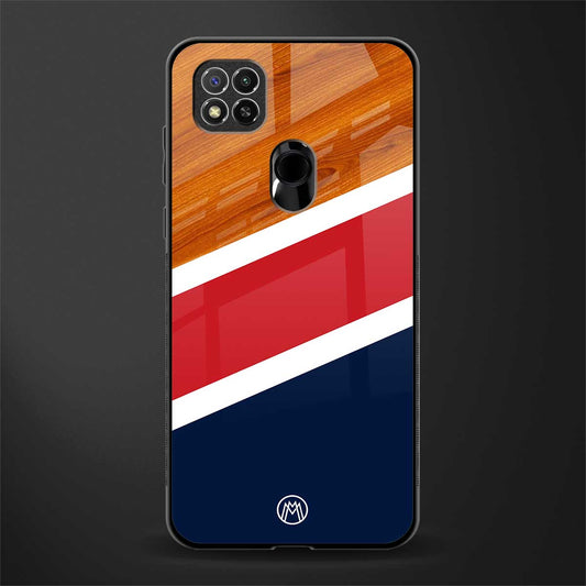 minimalistic wooden pattern glass case for redmi 9c image