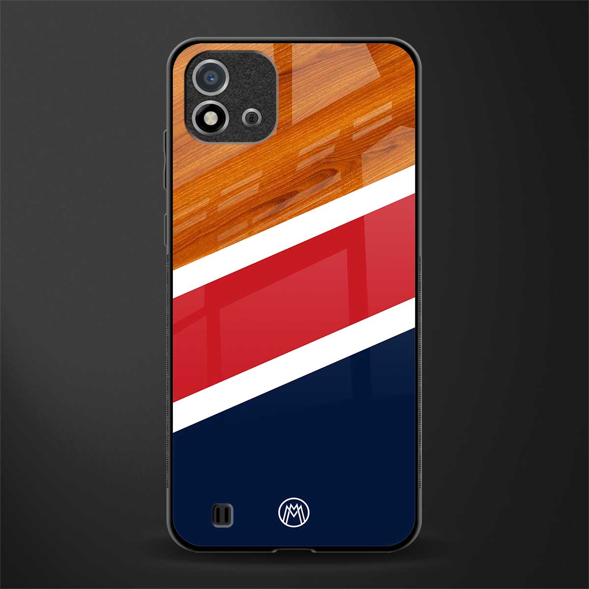 minimalistic wooden pattern glass case for realme c20 image