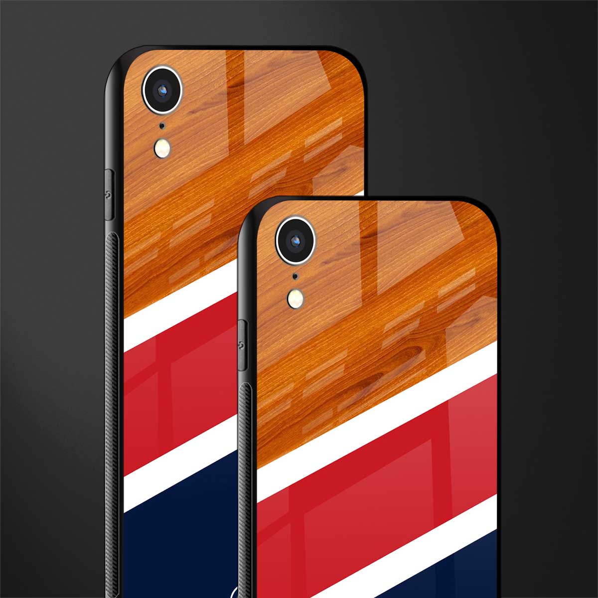 minimalistic wooden pattern glass case for iphone xr image-2