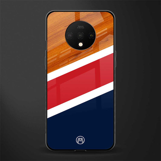 minimalistic wooden pattern glass case for oneplus 7t image